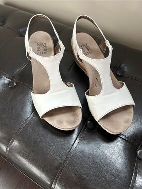 Naturalizer Ivory T-Strap Slingback Wedge Sandals